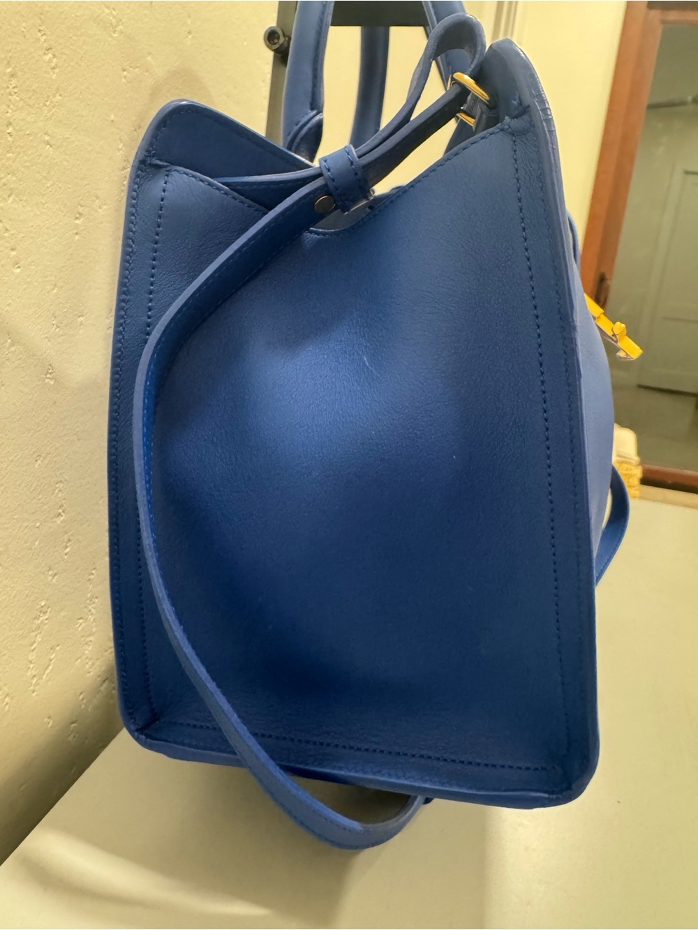 Saint Laurent Monogram Cabas small Blue lambskin Leather - Picture 3 of 9